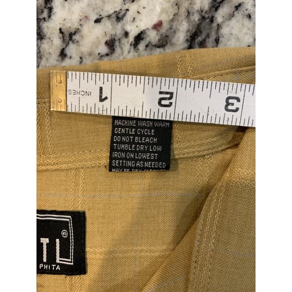 Pronti By Phita Mens 4XL 48x32 Suit 2pc Shirt Pants mustard plaid big tall - Picture 6 of 16